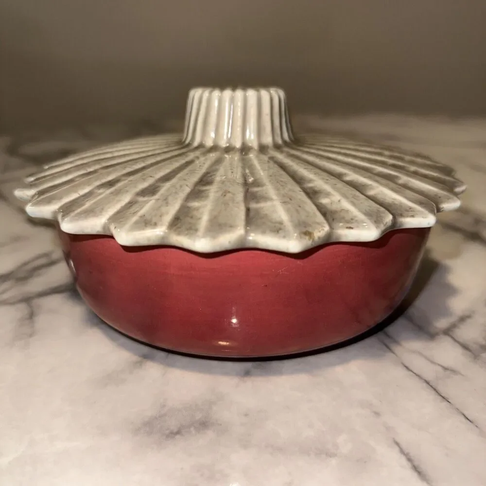 VINTAGE West Coast Pottery California 101 Lidded Bowl‎ Handmade Speckle Art Deco